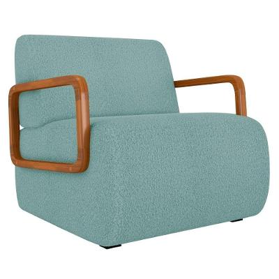 Poltrona Decorativa Orgânica Para Sala Belarus K04 Bouclê Azul - Mpozenato