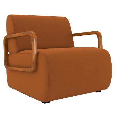 Poltrona Decorativa Orgânica Para Sala Belarus K04 Veludo Telha - Mpozenato