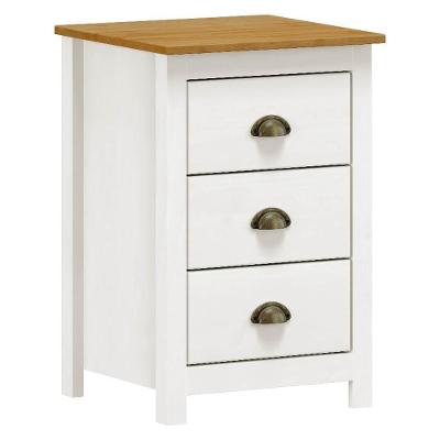 Mesa De Cabeceira 3 Gavetas 46cm Estilo Americano Lázio F07 Branco/carvalho - Mpozenato