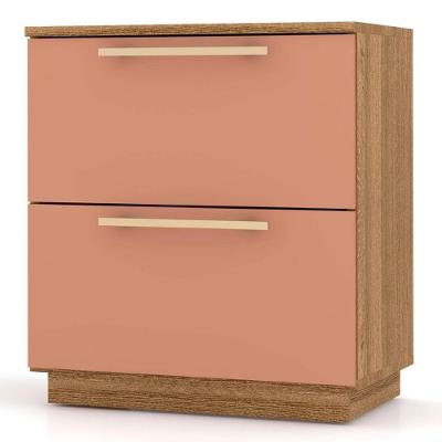 Mesa De Cabeceira 2 Gavetas 50cm Dubai Nature/camarim - Vila Rica
