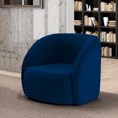 Poltrona Decorativa Sala De Estar Clarke Veludo Azul G45 - Gran Belo