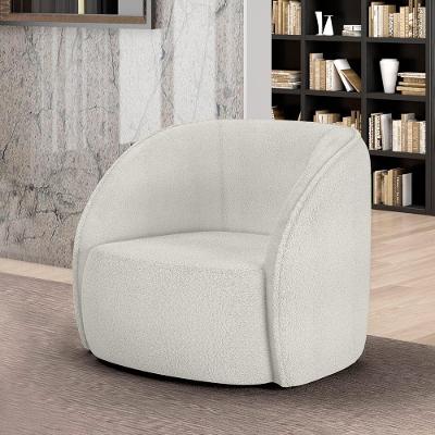 Poltrona Decorativa Sala De Estar Clarke Bouclê Offwhite G45 - Gran Belo