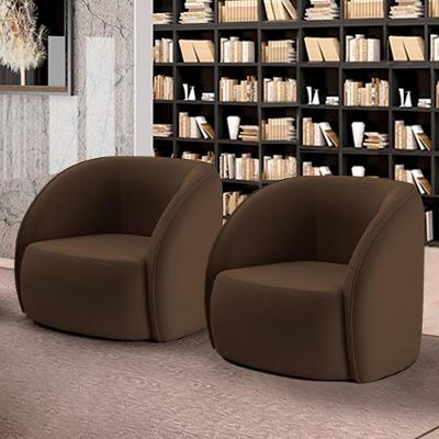 Kit 2 Poltronas Decorativas Sala De Estar Clarke Veludo Marrom G45 - Gran Belo