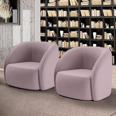 Kit 2 Poltronas Decorativas Sala De Estar Clarke Veludo Rosê G45 - Gran Belo