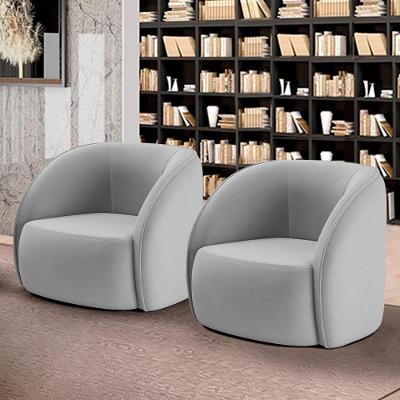 Kit 2 Poltronas Decorativas Sala De Estar Clarke Veludo Cinza G45 - Gran Belo