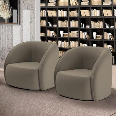 Kit 2 Poltronas Decorativas Sala De Estar Clarke Veludo Castor G45 - Gran Belo