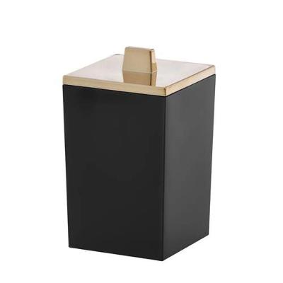 Porta Algodão E Cotonete Preto Quadratta - Paramount