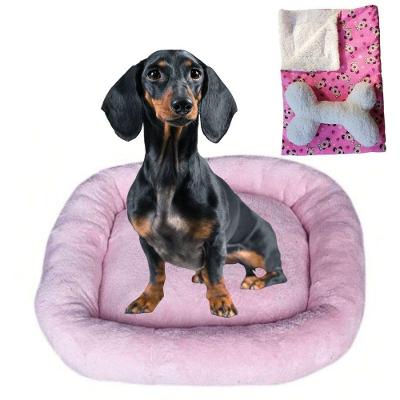 Cama Bigata G Tecido Soft Com Osso E Mantinha Kit 3 Peças Rosa