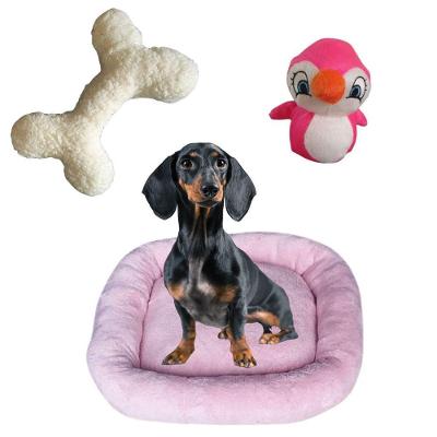 Cama Bigata G Tecido Soft Com Osso E Pelucia Kit 3 Peças Rosa