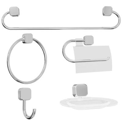 Kit De Acessorios Para Banheiro Samba Quadrado 5 Pecas Cromado - Japi