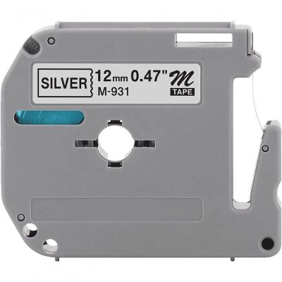 Fita Rotuladora Compatível Etiquetador Brother Prata Etiqueta M-k931 Mk931 12mm X 8m