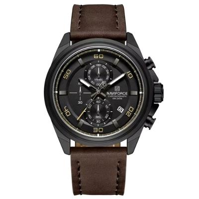 Relógio Masculino Pulseira De Couro Genuíno Com Cronógrafo De Quartzo Esportivo 30m Marrom