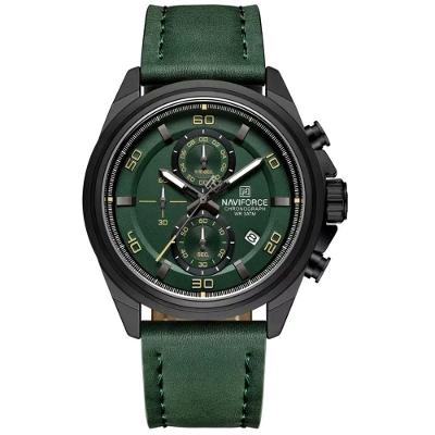 Relógio Masculino Pulseira De Couro Genuíno Com Cronógrafo De Quartzo Esportivo 30m Verde