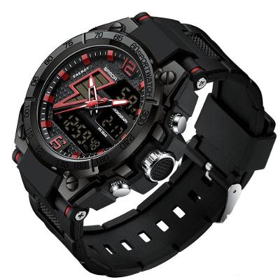 Relógio Masculino Militar Esportivo Digital à Prova D 'água 6137 Preto Vermelho