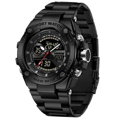 Relógio Dual Display Digital Com Pulseira Silicone Multifuncional Impermeavel Preto