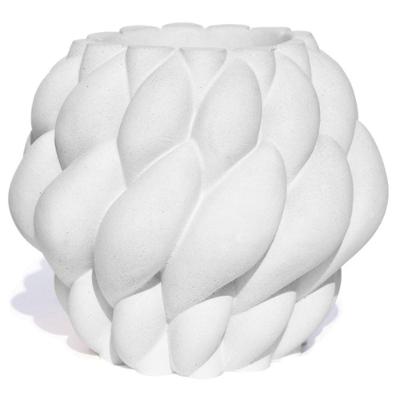 Vaso Decorativo Novelo 9cm Em Cimento Artesanal Sala E Cozinha Branco