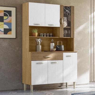 Armário De Cozinha Compacta Mdf 6 Portas Golden Plus Freijó Supremo Com Ripado