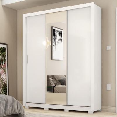 Guarda Roupa Casal 3 Portas Com Espelho E 2 Gavetas Vero Branco