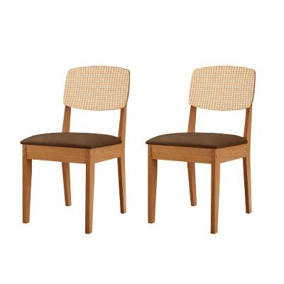Conjunto Com 2 Cadeiras MDF Copper Premium Veludo Marrom/Naturalle
