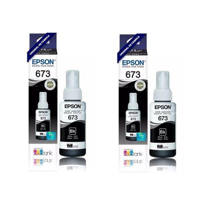 Kit Tintas Epson Original 673 T673 T673120 2 Pretos L800 L810 L1800 L805 L850 70ml