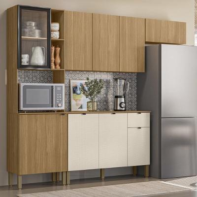 Armário De Cozinha Completa Mdf 9 Portas Vert Plus Freijó Soft