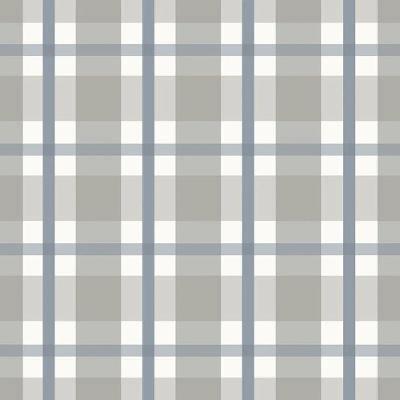 Papel De Parede Revoada Xadrez Cinza E Azul 4455