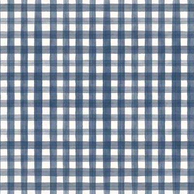 Papel De Parede Revoada Xadrez Picnic Pincelada Azul 4428