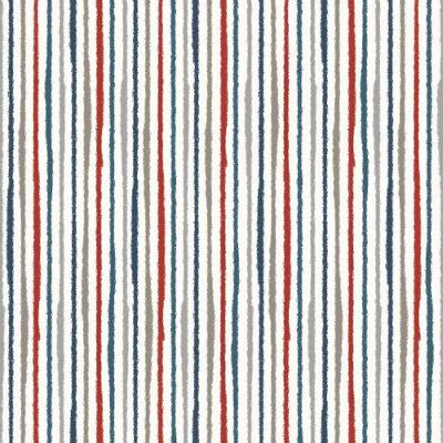 Papel De Parede Revoada Listrado Aquarela Azul, Cinza E Vermelho 4425