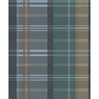 Papel De Parede Botany House Xadrez Azul 15566