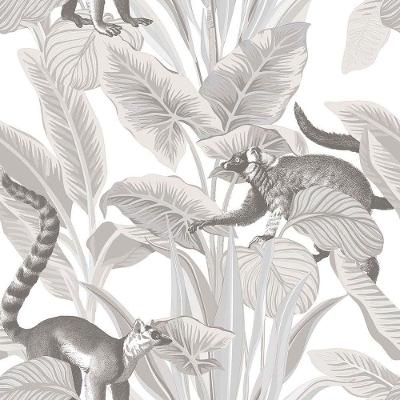 Papel De Parede Botany House Lêmure Cinza 15531