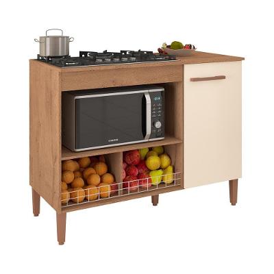 Balcão Cozinha Para Cooktop Madri Com 1 Porta Canelato/off White Canelato/off White