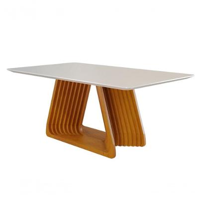 Mesa De Jantar Moderna Madeira Maciça Com Vidro 2,20x1,0m - Obsidiana - Harmonia Salas