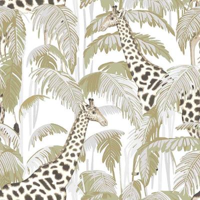 Papel De Parede Botany House Girafa Verde 15527