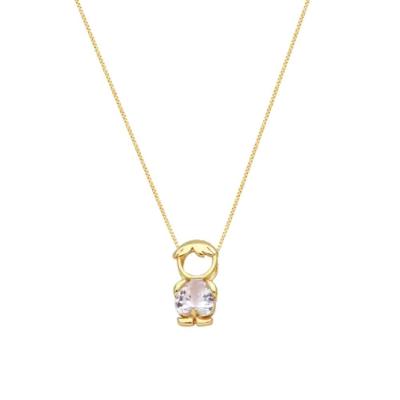 Colar Mae E Filho Com Cristal Banhado Em Ouro 18k