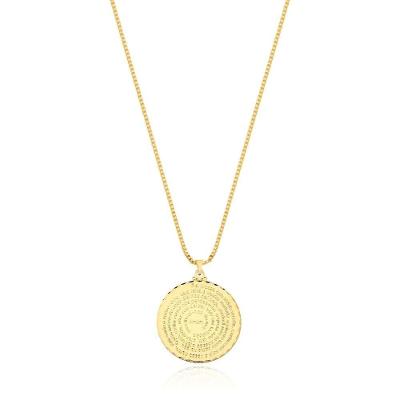 Colar Com Pingente Pai Nosso Médio Banhado Em Ouro 18k - 2,5cm
