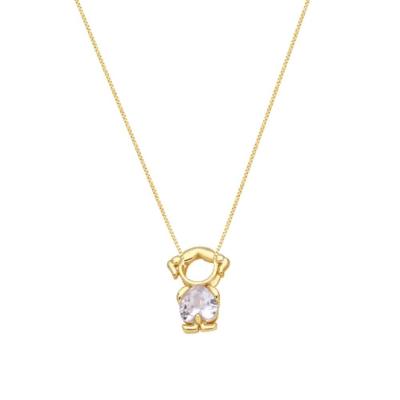 Colar Mae E Filha Menina Com Cristal Banhado Ouro