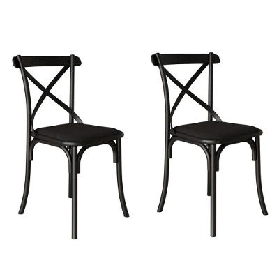Kit 2 Cadeiras Katrina Premium Assento Corano Preto Aço Preto
