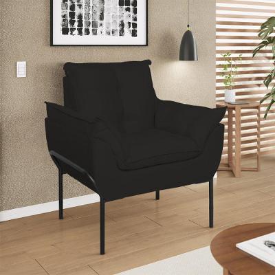 Poltrona Opala Reforçada Base Metal Preto Recepção Preto
