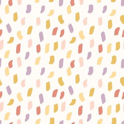 Papel De Parede Revoada Mini Pinceladas Lilás, Vermelho E Mostarda 4405