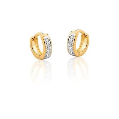 Brinco Argolinhas Mini Zirconias Banhado Em Ouro 18kg