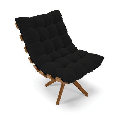 Poltrona Giratória Costela Linho Base Madeira A79 Preto