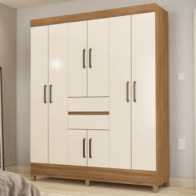 Guarda Roupa Casal 8 Portas E 2 Gavetas Paranaguá Amêndola Touch-off White