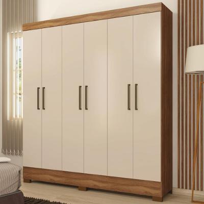Guarda Roupa Casal 6 Portas E 2 Gavetas Verso Amêndola Touch-off White
