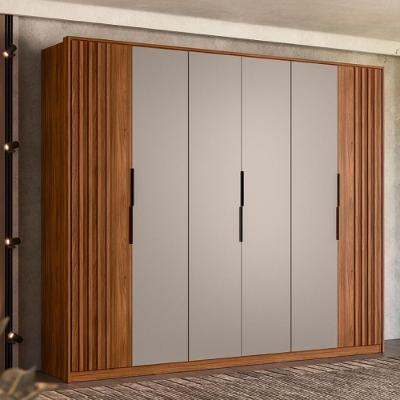 Guarda Roupa Casal 6 Portas Com Ripado E 6 Gavetas Atrice - Nogueira-nude Prime Tx