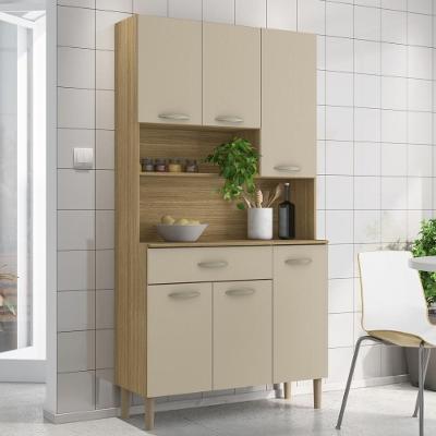 Armário De Cozinha Compacta 6 Portas 1 Gaveta Apolo Freijó-vanilla