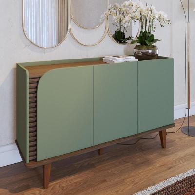 Buffet 3 Portas Detalhe Ripado Jurerê - Hortelã/amêndoa