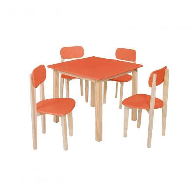 Kit Colore Mesa Com 4 Cadeiras Infantil Laranja