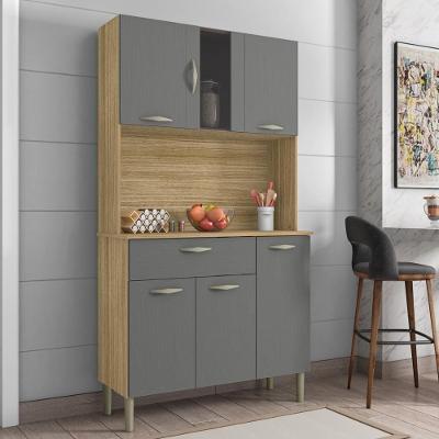 Armário De Cozinha Compacta 6 Portas 1 Gaveta Pan Freijó-gris