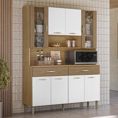 Armário De Cozinha Compacta Mdf 8 Portas Golden Plus Freijó-supremo-com Ripado