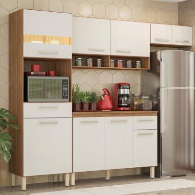 Armário De Cozinha Compacta 3 Peças Com Balcão Dama Amêndola Touch-branco